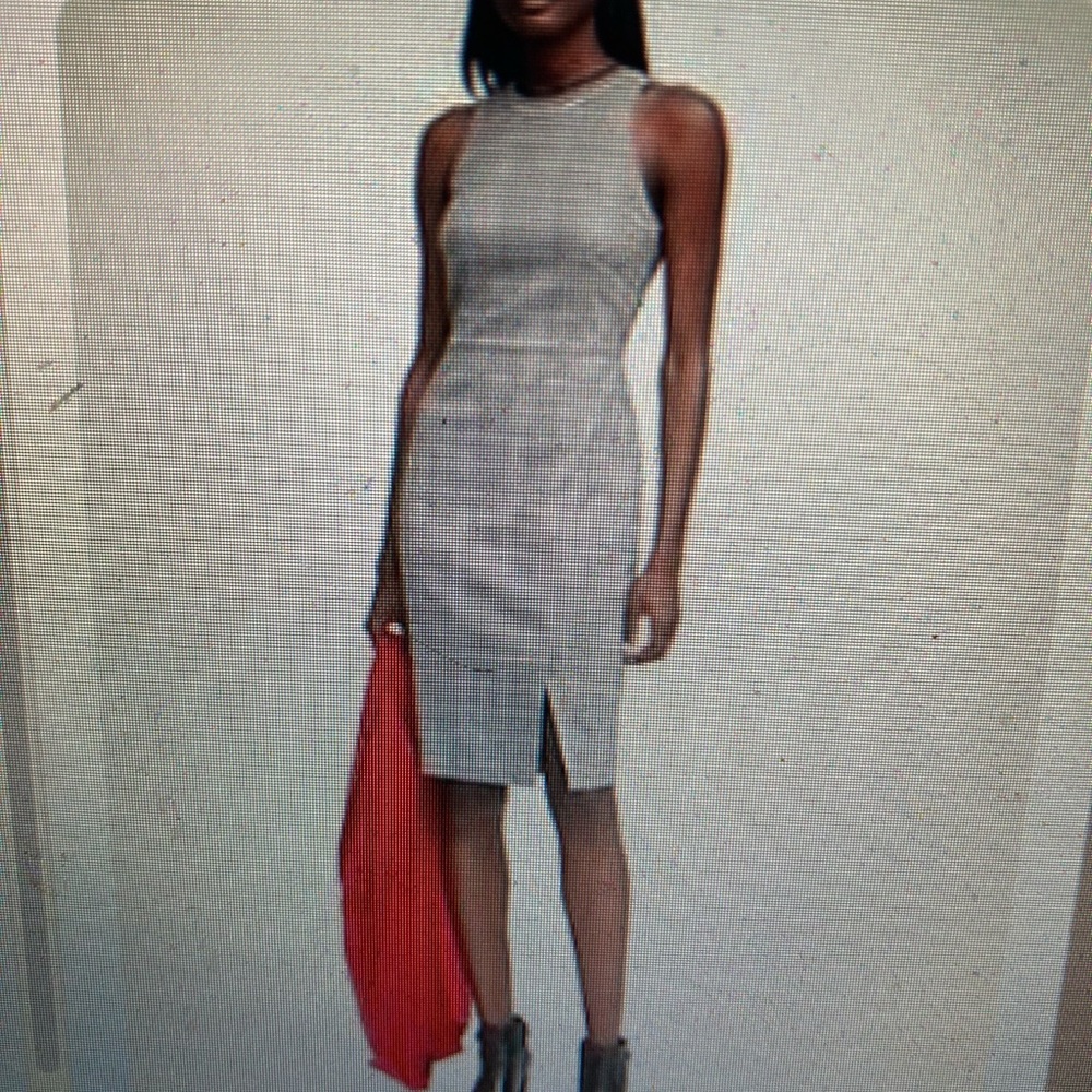 Banana Republic Gray Plaid Midi Dress